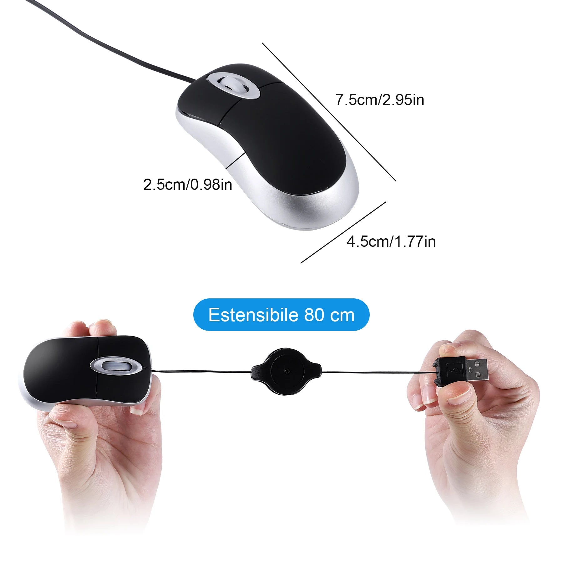 Retractable Mini Wired Mouse