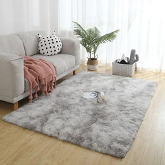 Non-slip Tie-Dyed Fuzzy Shag Plush Soft Shaggy Bedside Rug, Tie-Dyed Living Room Carpet