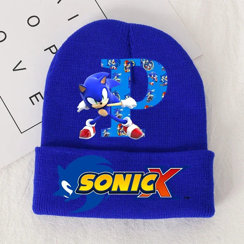 Sonics Children's Letter A-Z Knitted Hat Soft Warmth Boys Autumn Winter Kids Toddler Crochet Cap Outdoor Sport Cute Beanies Hats