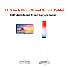 8MP Front Camera 21.5 Inch Touch Screen Floor Stand Smart TV Standing Tablet with FHD 1920x1080 Pixels 72WH Large Battery