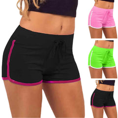 Women Cycling Sports Shorts Green Pink High Waist Fitness Stretch Cotton Short