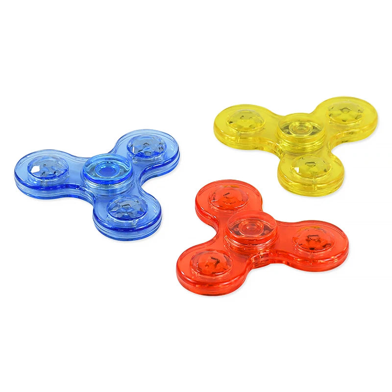 Plastic Luminous LED Light Crystal Fingertip Spinners Glow in Dark Stress Relief Fidget Toys