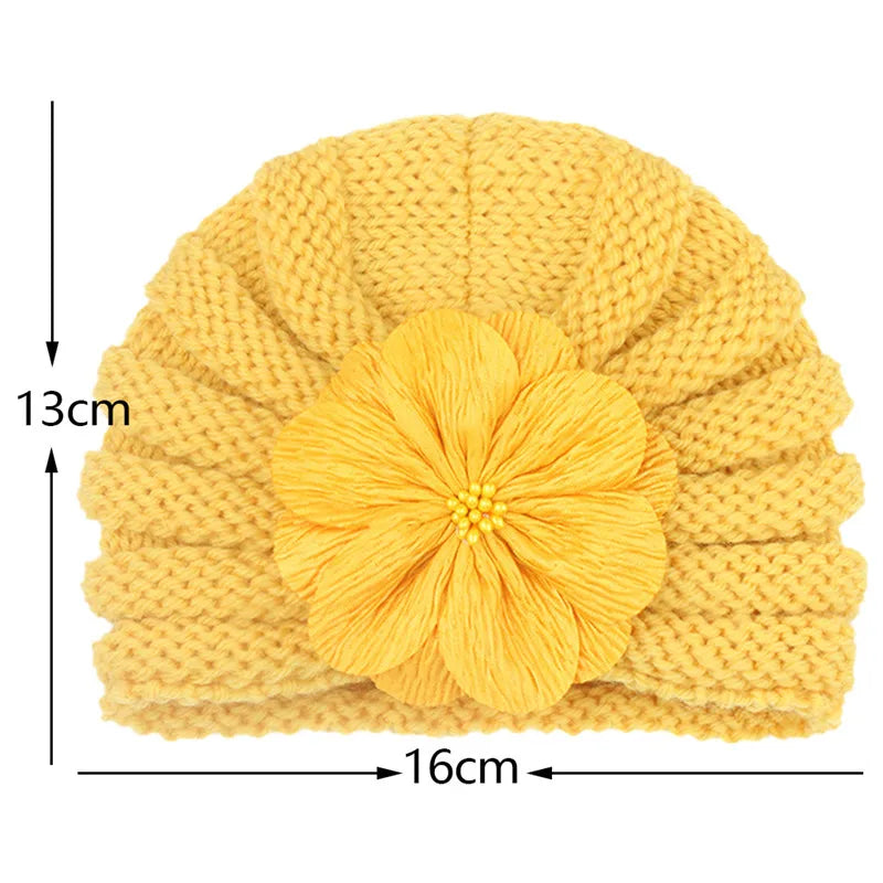 Fashion Flower Infant Hats Soft Knitting Wool Caps