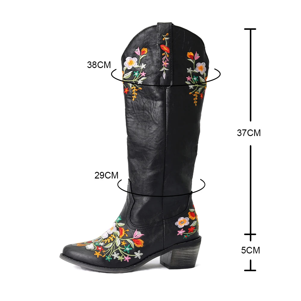 New Vintage Shaped Flowers Embroidery Bootes