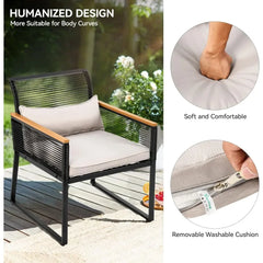 Outdoor Conversation Section With Footstool Outdoor Furniture Set Patio For Backyard Poolside Use Balcony Table Chair Set