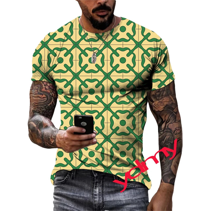 New Summer Tide Plaid Picture Men T-Shirts  Casual 3D Print Tees