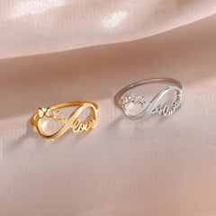 Women Infinity Ring Stainless Steel Gold Color Heart-Love