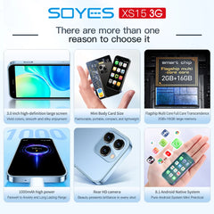 SOYES XS15 Mini Android8.1 Smart Phone 3.0 Inch Display 2GB RAM 16GB ROM Dual SIM Standby Play Store 3G Little Phone