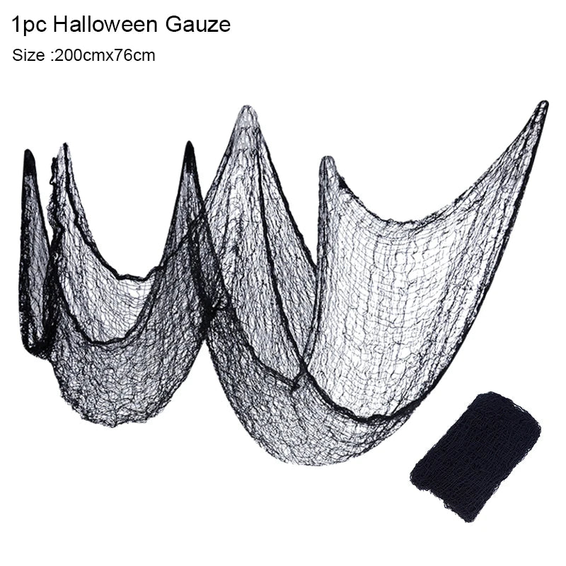 2M/4M White Black Halloween Gauze Creepy Cloths Giant Spider Web For Halloween Party Home Scene Decor Horror House Horror Props