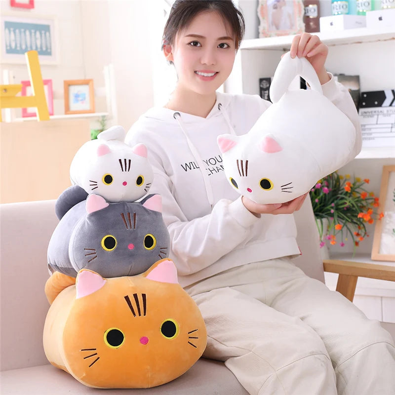 Cute Soft Cat Plush Pillow Sofa Cushion Kawaii Plush Toy Stuffed Cartoon Animal Doll for Kids Baby Girls Lovely Gift