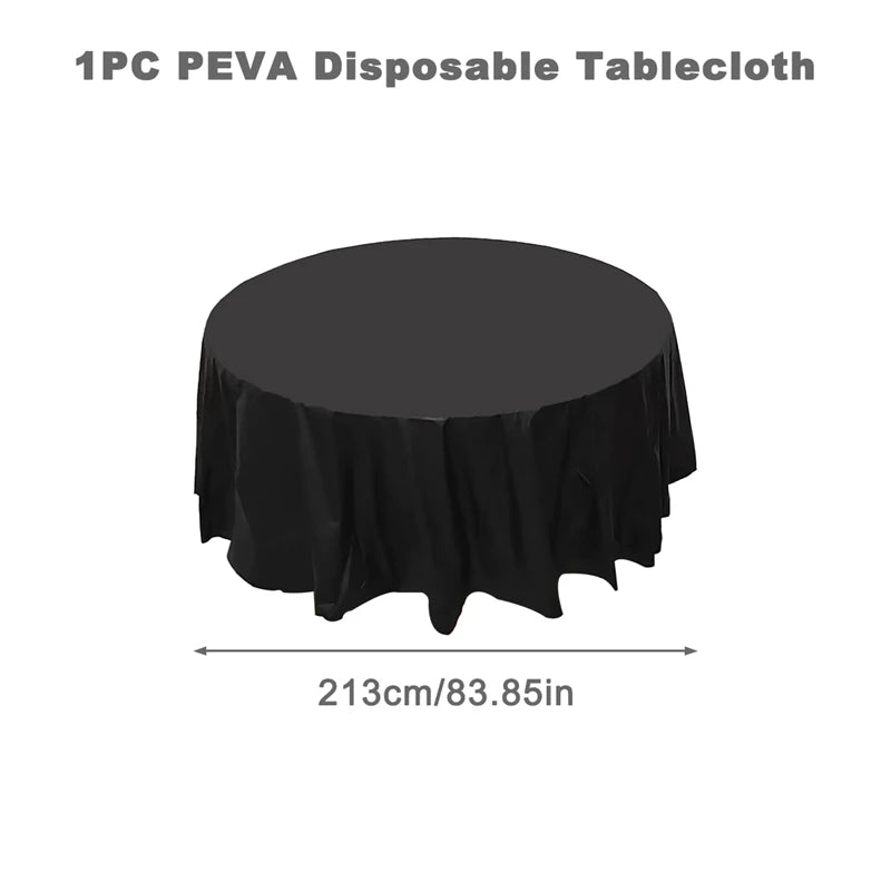 213cm Round Tablecloths Disposable PVC Fabric Elegant Solid Table Cloth Wedding Birthday Party Decoration Christmas Table Covers