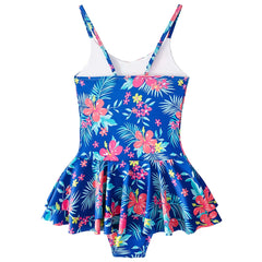 Girls Swimsuits with Skirt for Summer Floral Sling One-Piece Swimming Wear