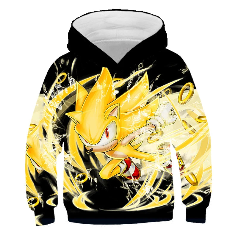 Japanese anime Sonic children's boy cartoon hoodie sweatshirt  3D printed cartoon boy and girl hoodie sweatshirt