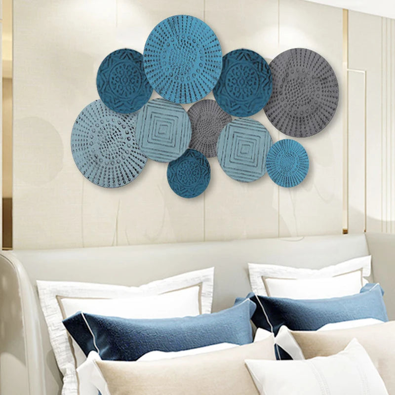 Blue Wall Decoration Pendant Nordic Light Luxury Round Wall Hanging Decor