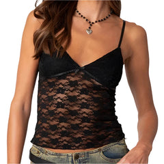 Fairy Coquette Women Sleevless Tank Vest Y2K Sweet Cute Floral Lace Camisole Crop Tops Clothes