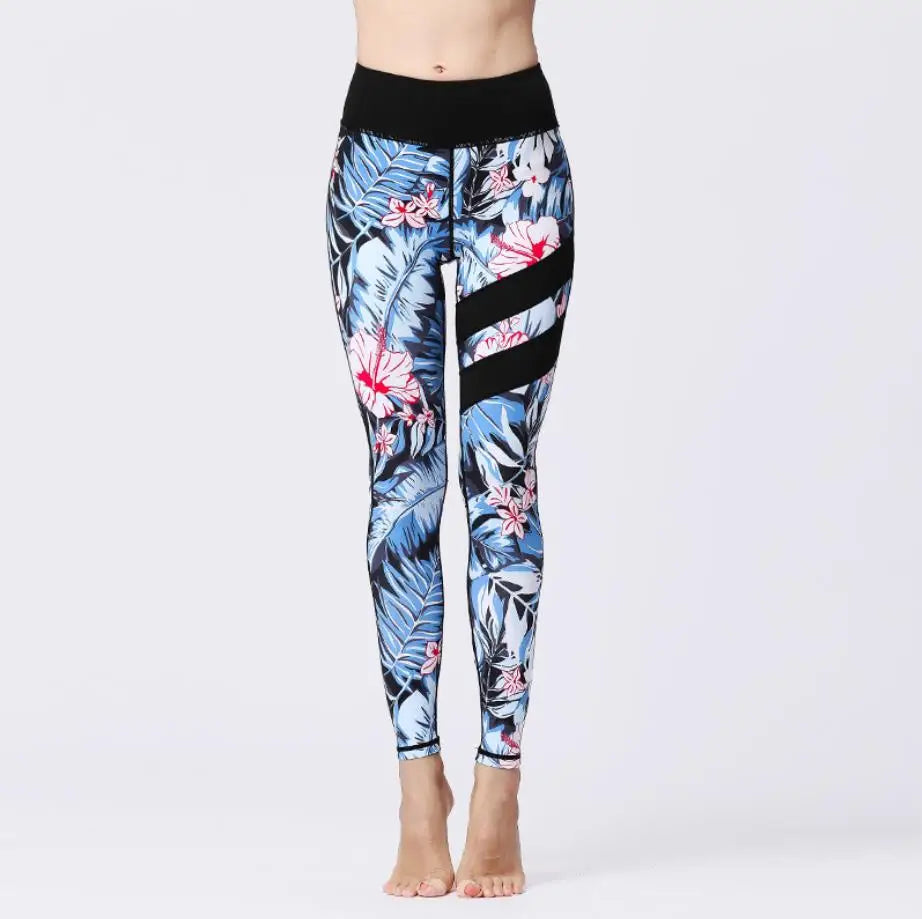 Cloud Hide Flower Printing Yoga Set Gym Outfits Sportswear Women Fitness Tracksuit Bra Top High Waist Leggings Pants Sports Suit