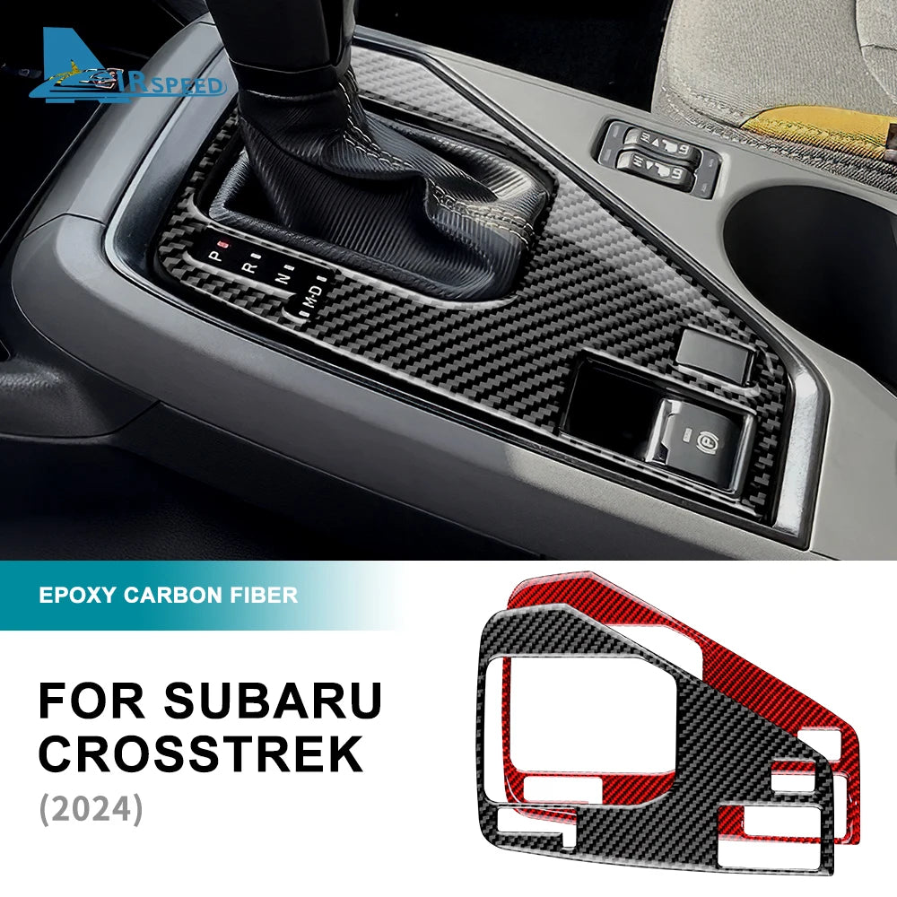 For USDM For Subaru Crosstrek Real Soft Carbon Fiber LHD Sticker Car Gear Shift Panel Interior Trim Protect Accessories