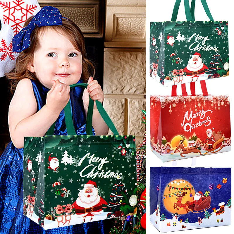 Merry Christmas Gifts Bags Santa Elk Non-woven Candy Gift Packaging Tote Bag Xmas New Year Party Decor Noel Shopping Pouch