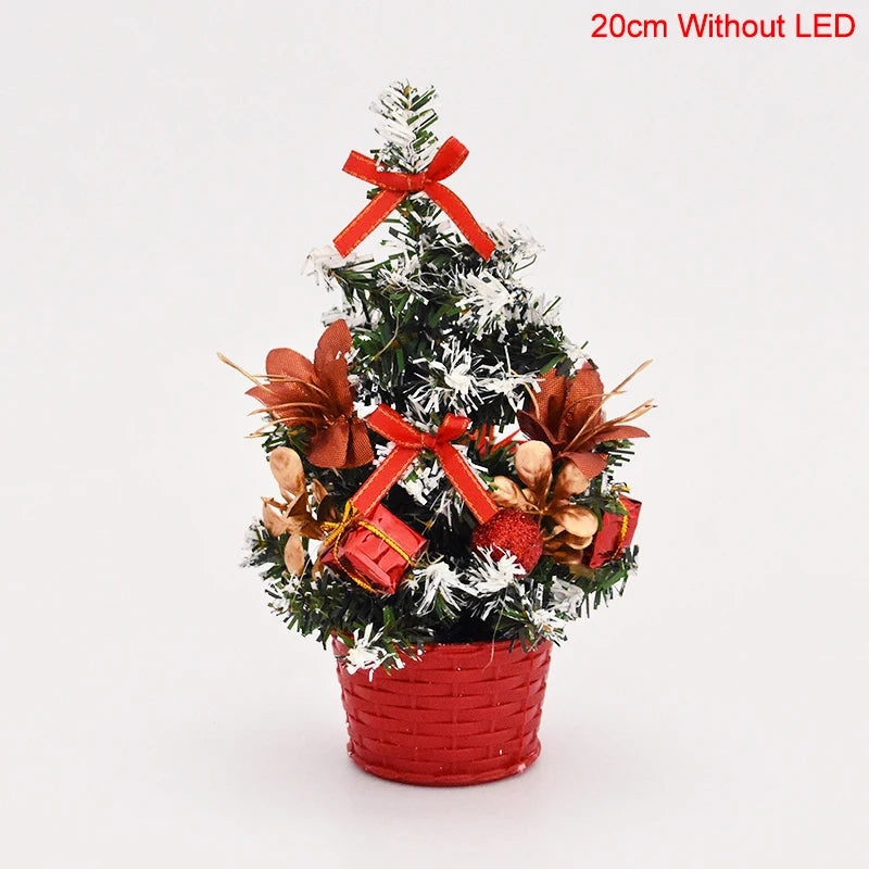 Christmas Tree Table Ornament with LED Light Balls 2023 Christmas Decoration for Home 2024 New Year Gift Mini