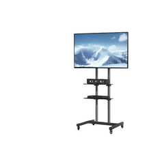 VEVOR Mobile TV Stand Height Adjustable TV Stand with Wheels Double Tray for Audio-Visual Devices Rolling TV Stand for Bedroom