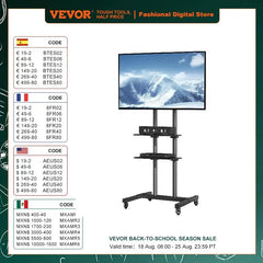 VEVOR Mobile TV Stand Height Adjustable TV Stand with Wheels Double Tray for Audio-Visual Devices Rolling TV Stand for Bedroom