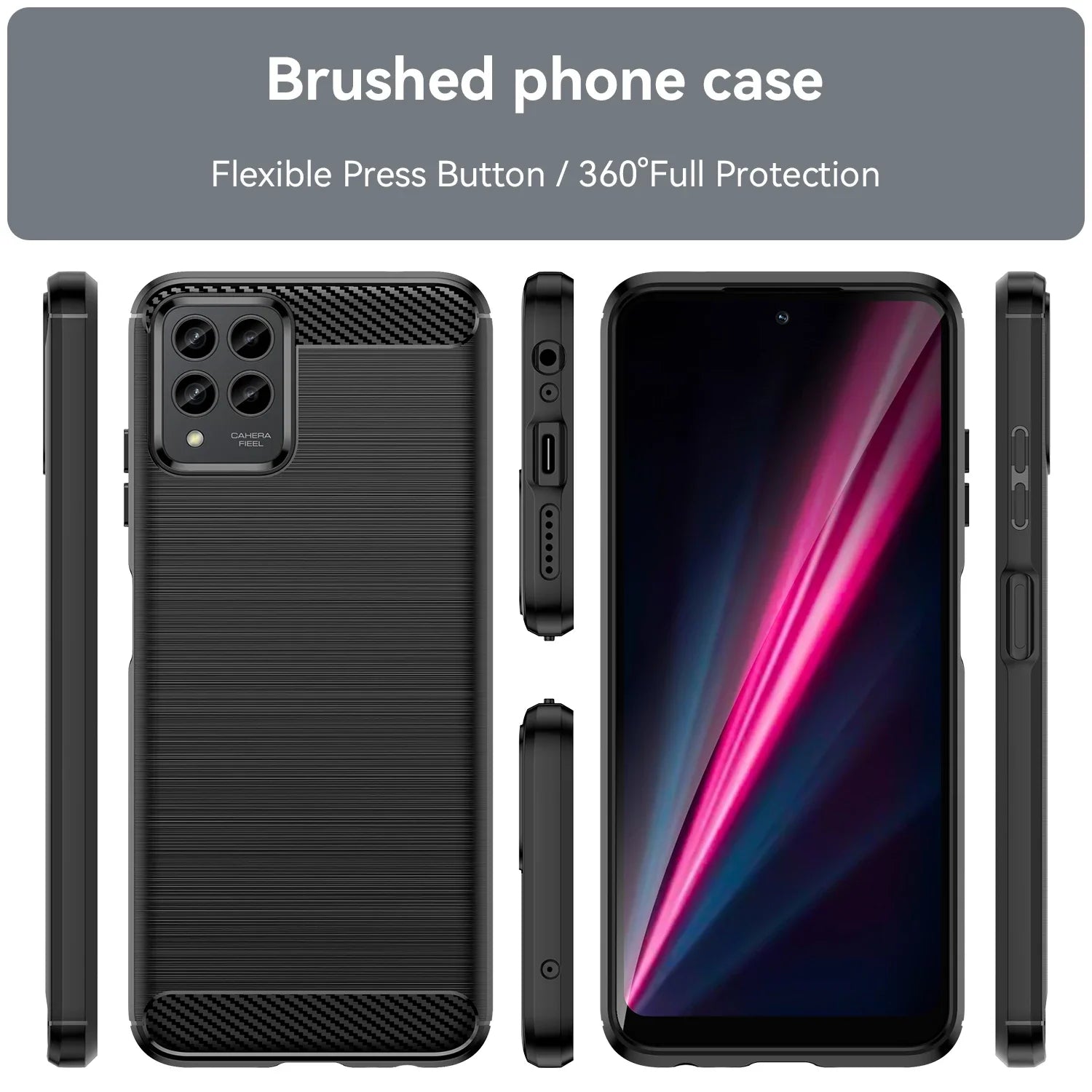 Carbon Fiber Texture TPU Case for T-Mobile Revvl 6x Pro 5G Revvl 6 T Phone Pro 5G Shockproof Protective Cover