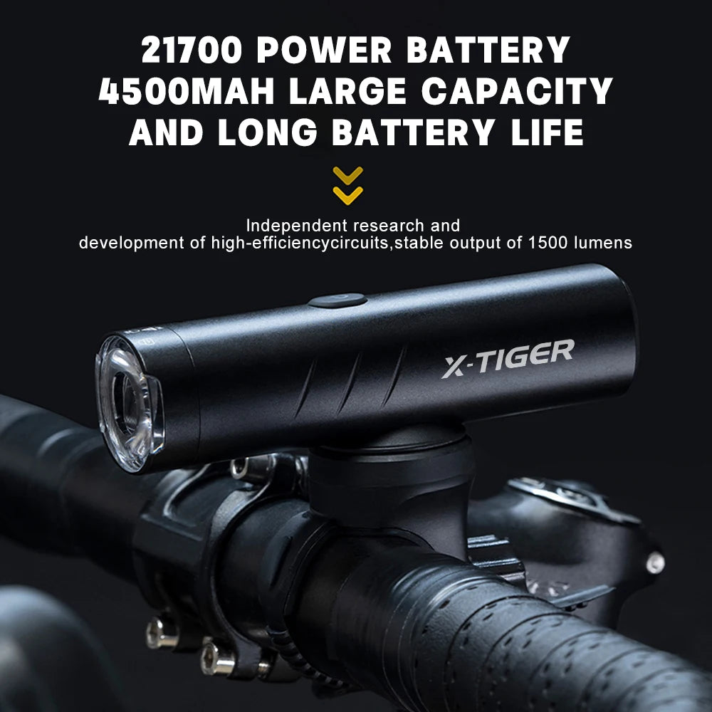 X-TIGER Bicycle Light IP66 Rainproof Bike Flashlight Type-C Rechargeable MTB Road Bike Front Lamp