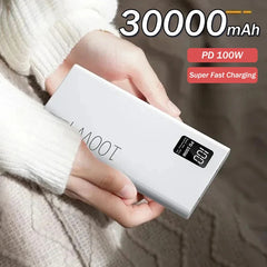 30000mAh Powerbank 100W Super Fast Charging Portable Charger External Battery Pack Power bank