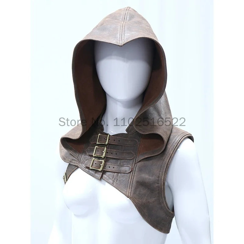 Medieval Women Armor Huntress Men's Assassin Cosplay Costumes Carnival Leather Hooded Shawl Viking Warrior Cape