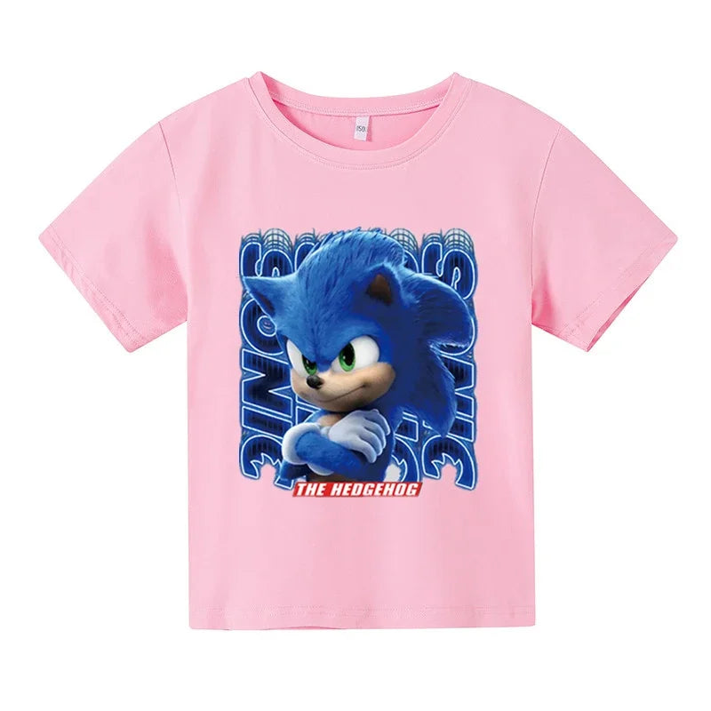 New Cartoon Cute Clothes Summer Kids Boys Sonic 2 T-shirt Printed short sleeve Baby Girls T-shirt Sonic Cotton Short Sleeve