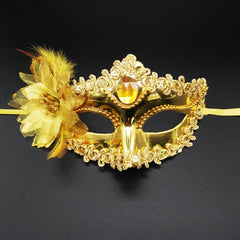 Masquerade Mask for Women Feather Flower Half Face Maks