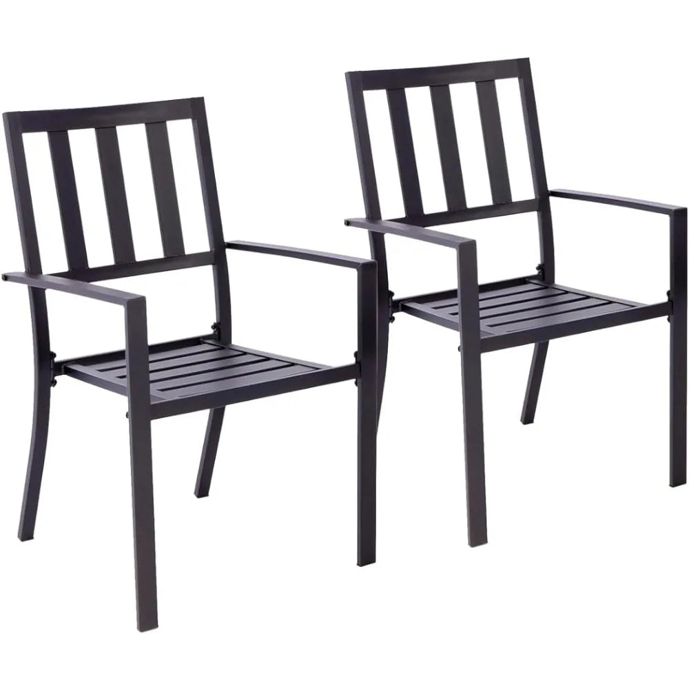 Garden Chair with Armrests to Support Garden Backyard, 325 lbs., 2 Piece Set, Standard, Black Stripes