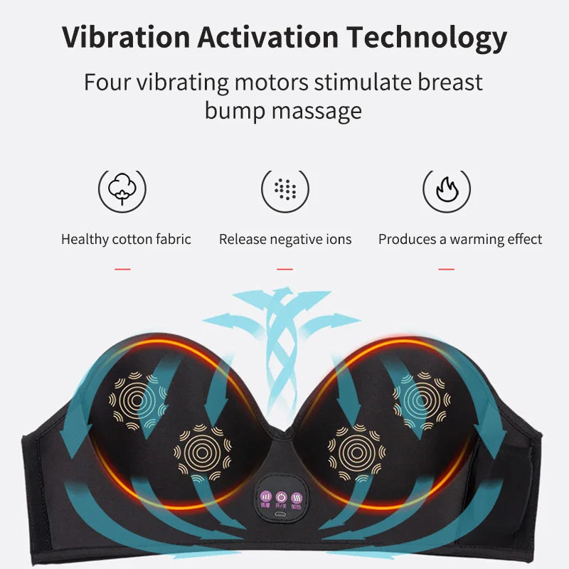 Electric Breast Massage Bra Infrared Heating Chest Enlargement Stimulator Enhancer Massager