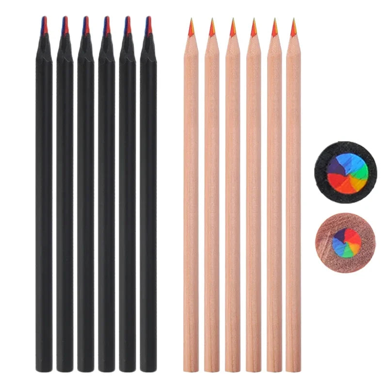 Art Supplies for Kids Adults 7 Color in 1 Wooden Rainbow Colored Pencils