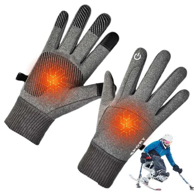 USB Heated Gloves Waterproof Touchscreen Winter Snowboard Gloves Hand Warmer Outdoor Fishing Skiing Motorcycle Bicycle Glove