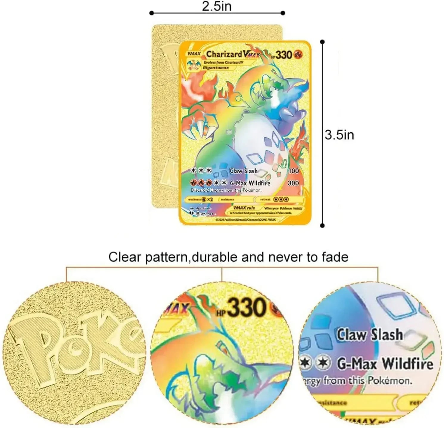 English 10000 Point Metal Card Gx Vmax Pokemon Metal Cards Pikachu Charizard Gold Limited Edition Kids Gift Game Collection Card