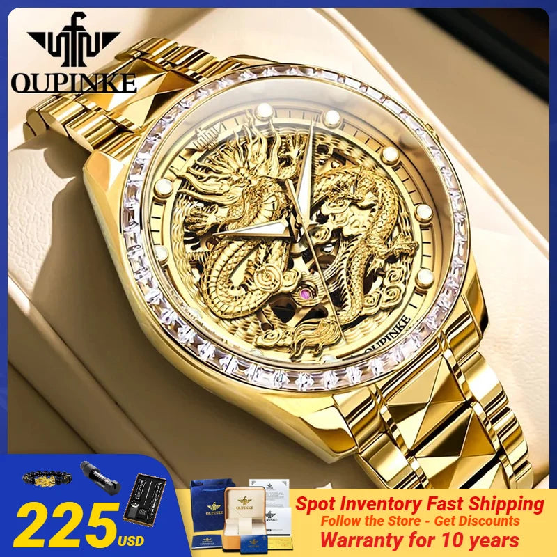 Genuine Original OUPINKE Golden Dragon Imported MIYOTA Movement Automatic Mechanical Watch