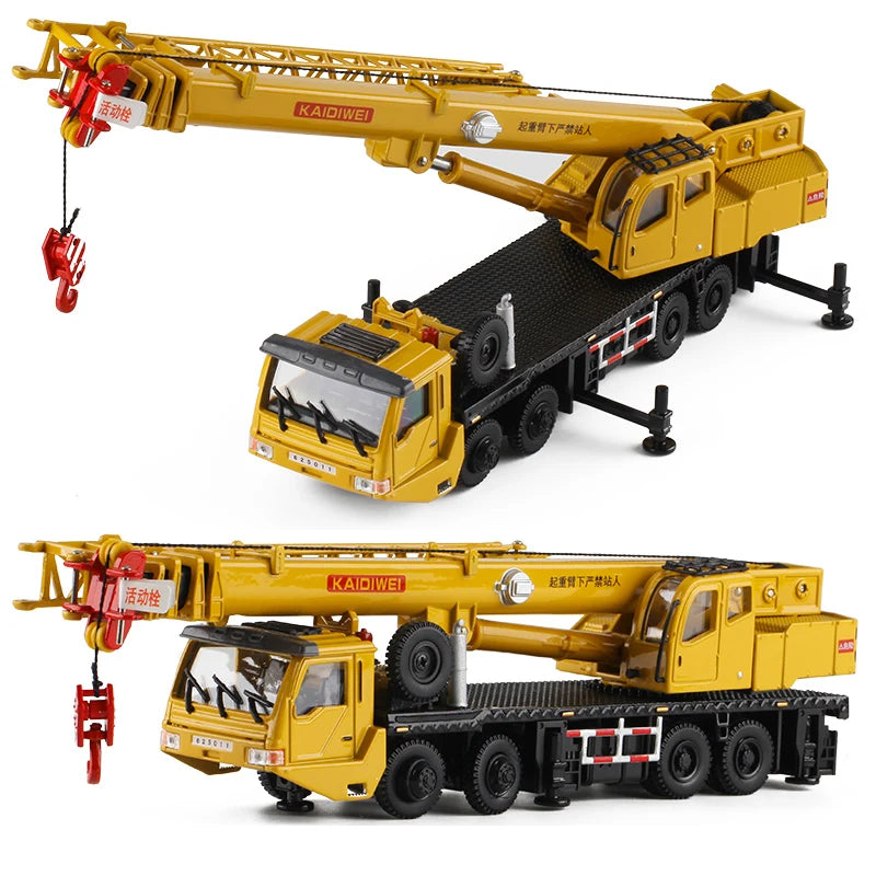 Heavy Truck Mounted Crane Car Toy For Children 1:50 Diecast Miniature Vehicle Engineering Model Collection Gift For Boys