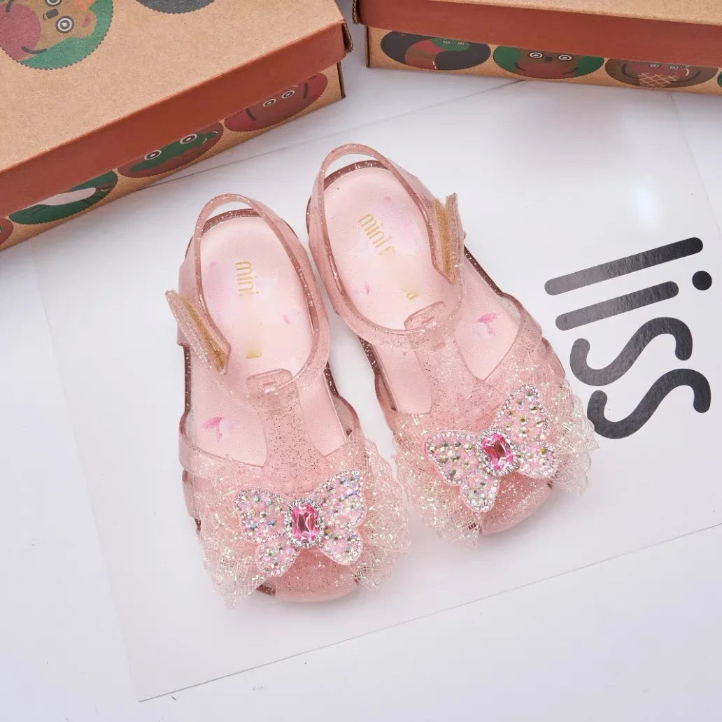 Mini Melissa Summer New Children Shoes Girls Princess Shoes Glitter Children Baby Dance Shoes Casual Toddler Girl Sandals