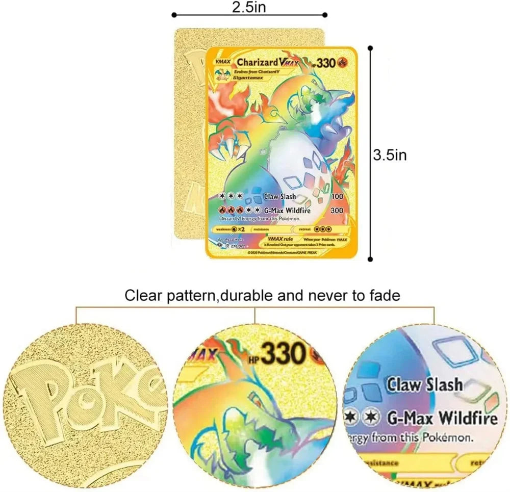 10000 point arceus vmax pokemon metal cards DIY card pikachu charizard golden limited edition kids gift game collection cards