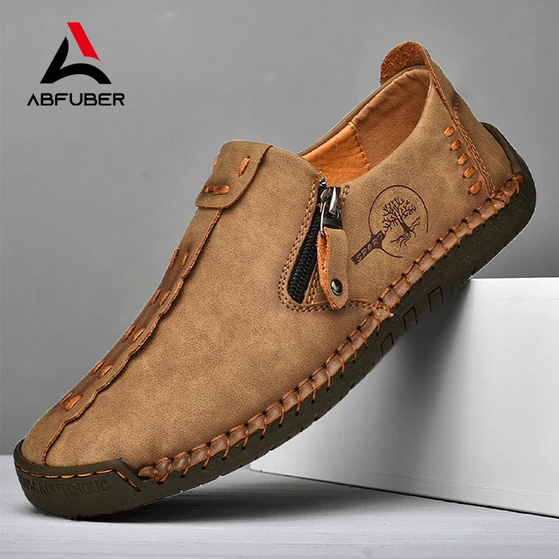 Handmade Leather Men Shoes Casual Slip On Loafers Breathable Leather Shoes