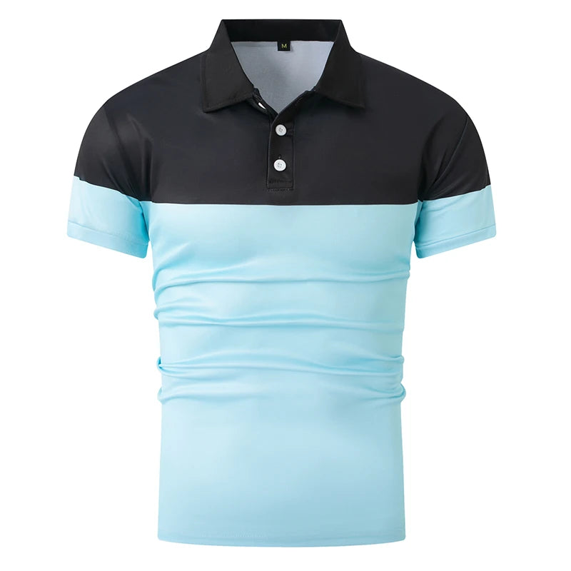 Men's summer short sleeved polo shirt business casual 3D striped T-shirt