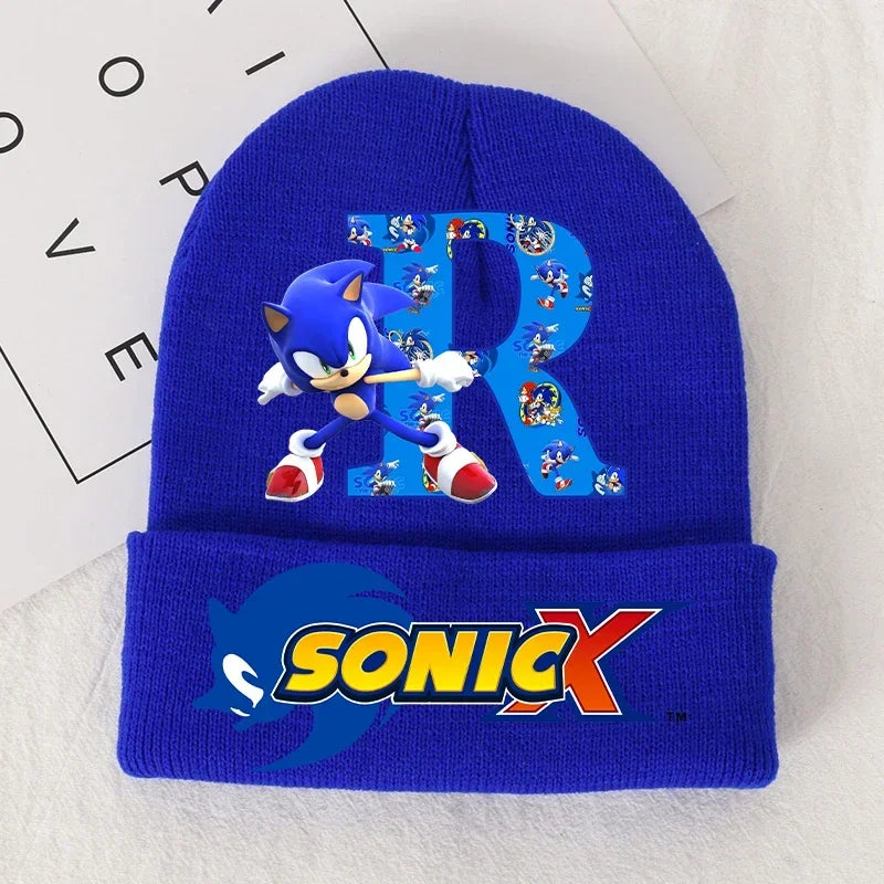 Sonics Children's Letter A-Z Knitted Hat Soft Warmth Boys Autumn Winter Kids Toddler Crochet Cap Outdoor Sport Cute Beanies Hats