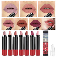 7 Colors Velvet Matte Lipsticks Pencil Non-stick Cup Waterproof Long Lasting Red Lip Stick