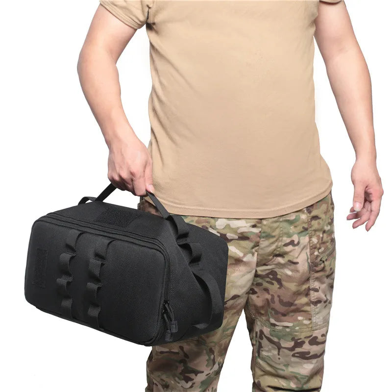 Range Bag Molle System 600D Waterproof Gun Shooting Pistol Case Pack Khaki Hunting Accessories Tools Sling Bag Camping