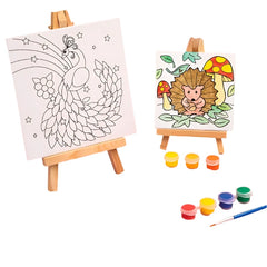 Children DIY Coloring Suit Cartoon Animals Drawing Board Easel Pigment Brush Painting Set Kids Gift Beginner Art Study Supplies