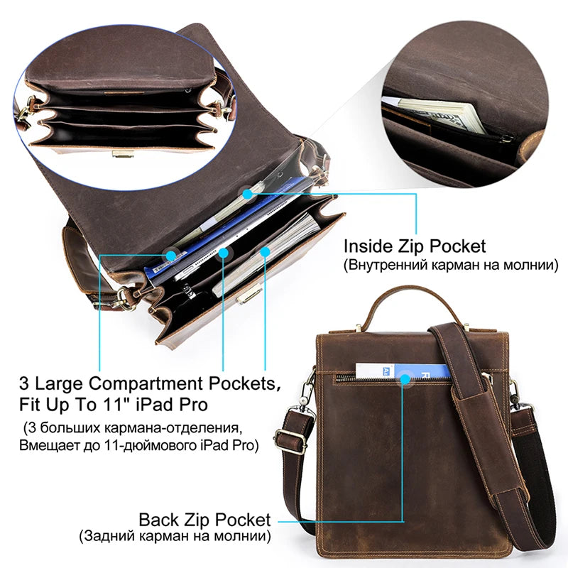 CONTACT'S Genuine Leather Crossbody Bag for Men Luxury Password Designer Bag Shoulder Messenger Bags Casual Male Tote Handbag