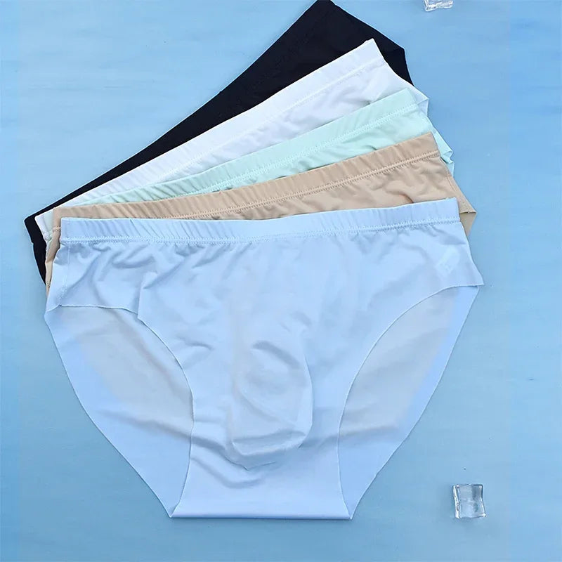 Men's Ice Silk Briefs Summer New Ultra-thin Transparent Seamless  Underwear Panties