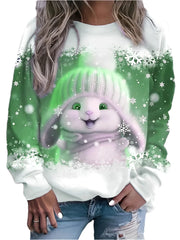 Harajuku 3D Cute Rabbits Printing Sweatshirts Christmas Tree Graphic New In Sweaters