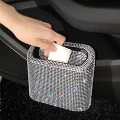 Glitter Trash Can Auto Supplies Storage Box Garbage Grabber Bling Rhinestone Interior Accessories